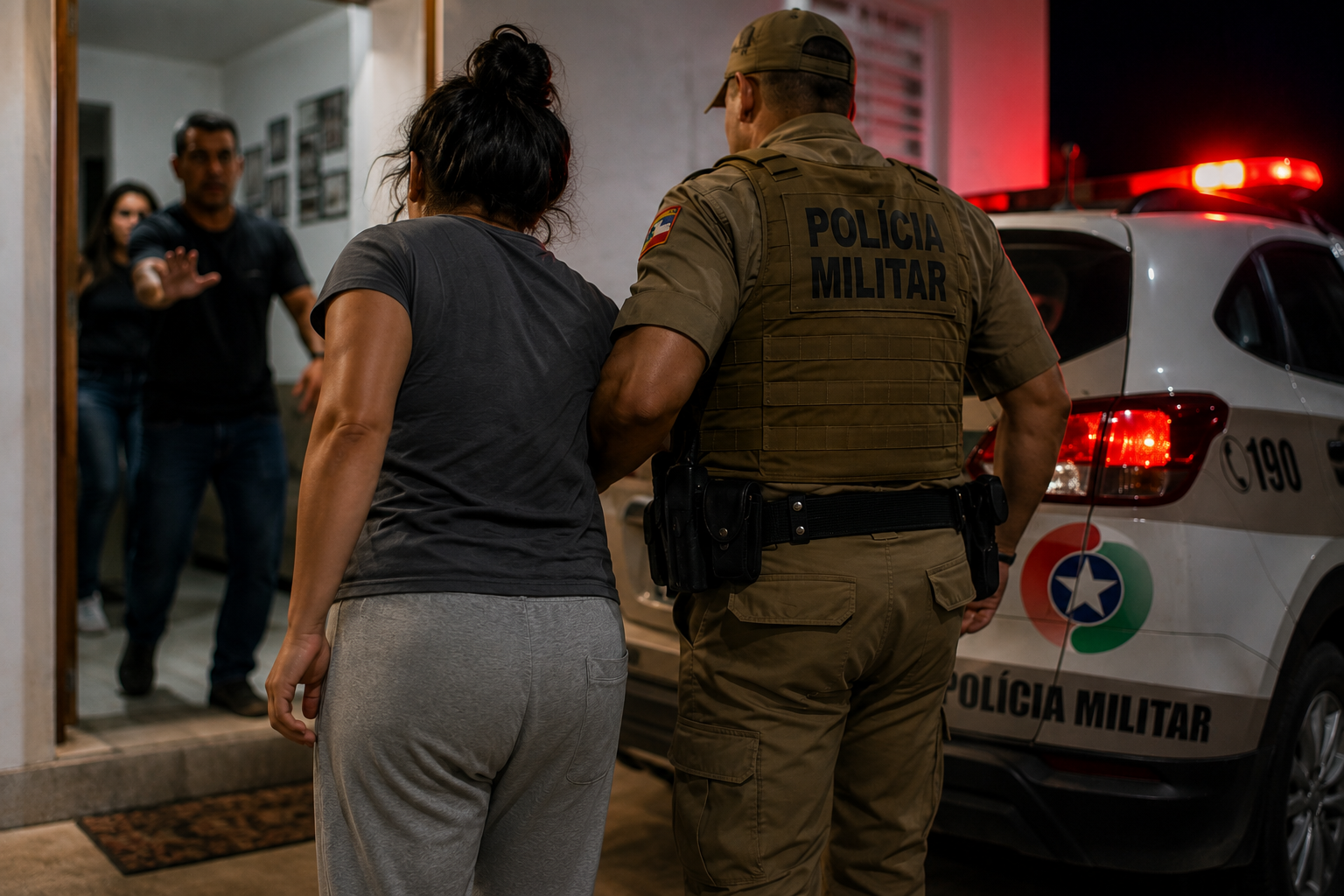 Mulher é presa após ameaçar matar familiares e avançar com faca contra o próprio irmão no Oeste de SC